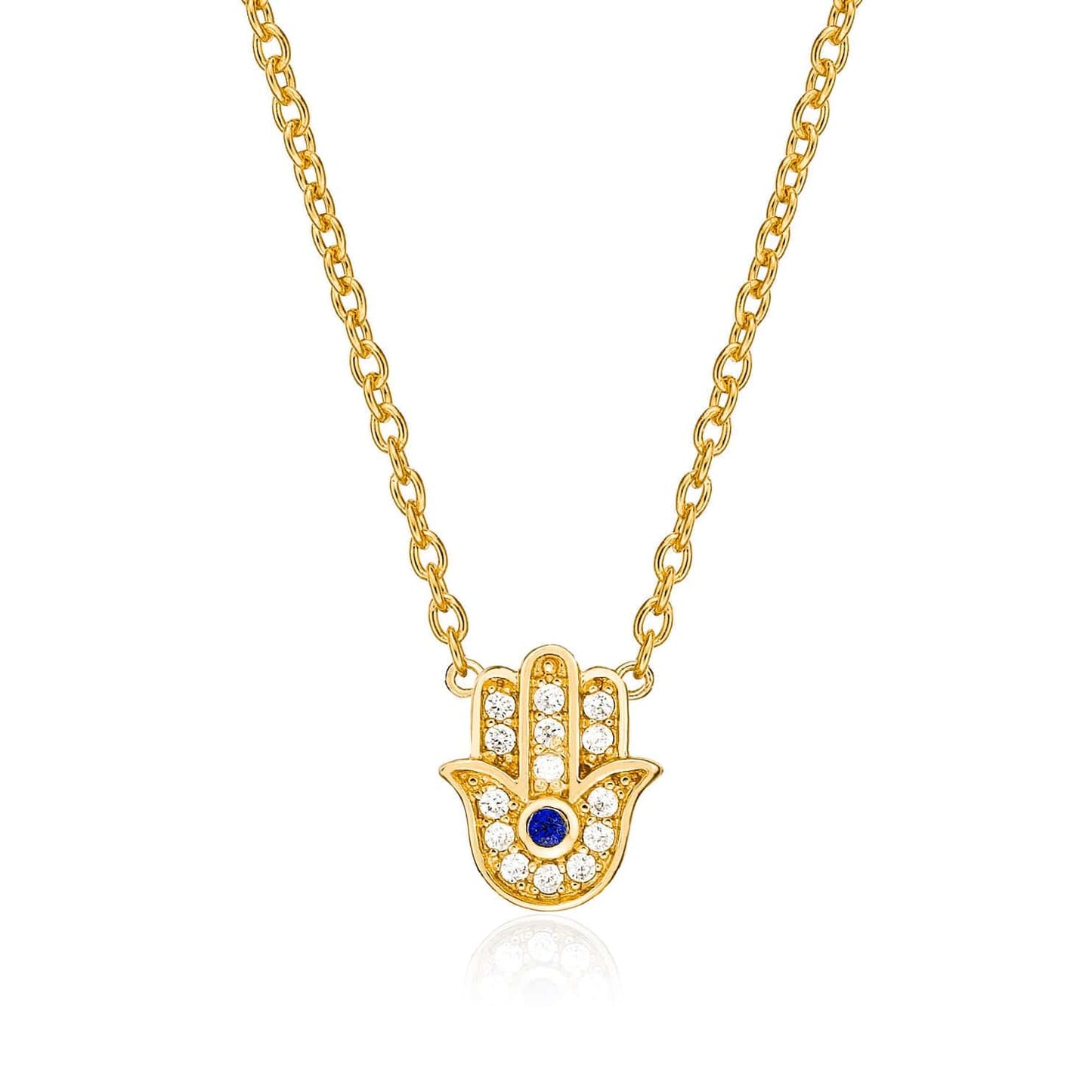 Gold Plated 925 Sterling Silver Hamza Pendant Necklace for Women