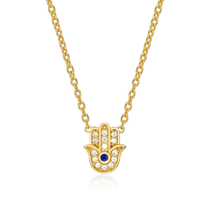 Gold Plated 925 Sterling Silver Hamza Pendant Necklace for Women