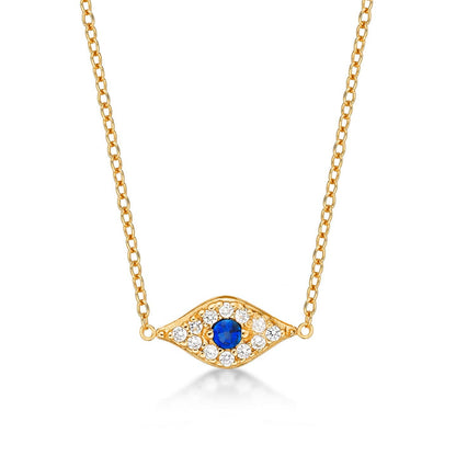Gold Plated 925 Sterling Silver Evil Eye Pendant Necklace For Women