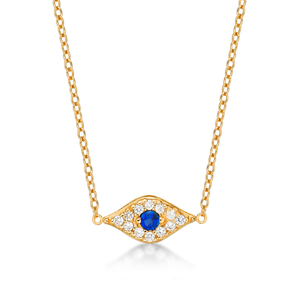 Gold Plated 925 Sterling Silver Evil Eye Pendant Necklace For Women