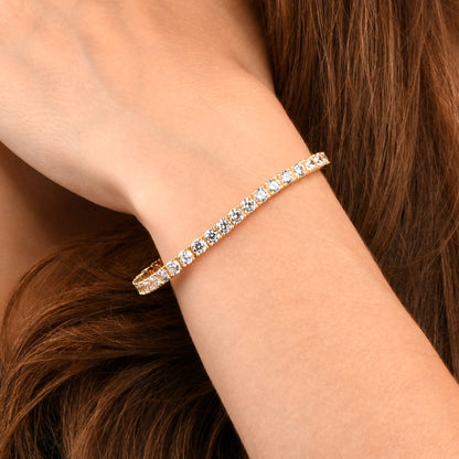 Gold Plated Sterling Silver Tennis Bracelet for Women with 4mm Cubic Zirconia