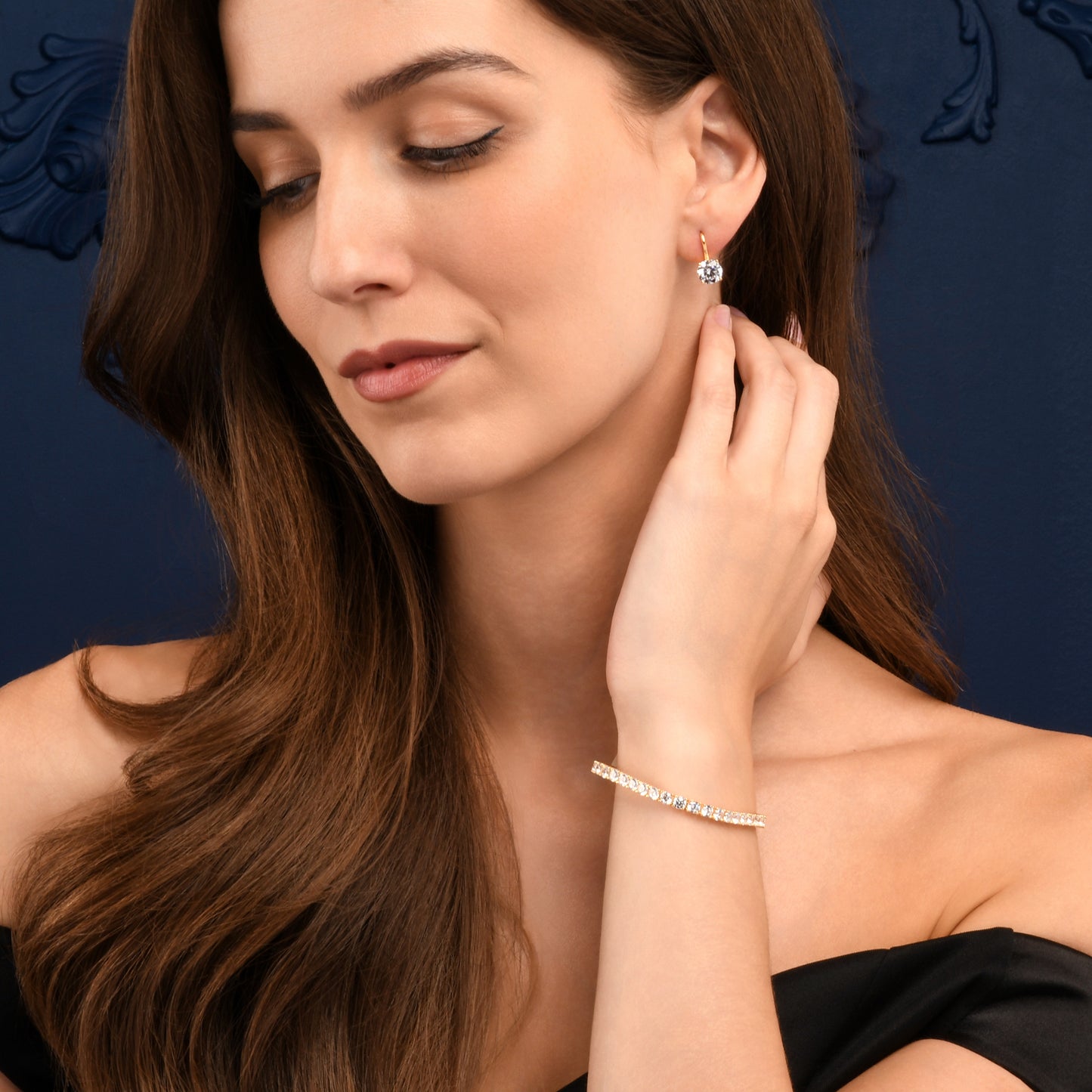 Gold Plated Sterling Silver Tennis Bracelet for Women with 4mm Cubic Zirconia