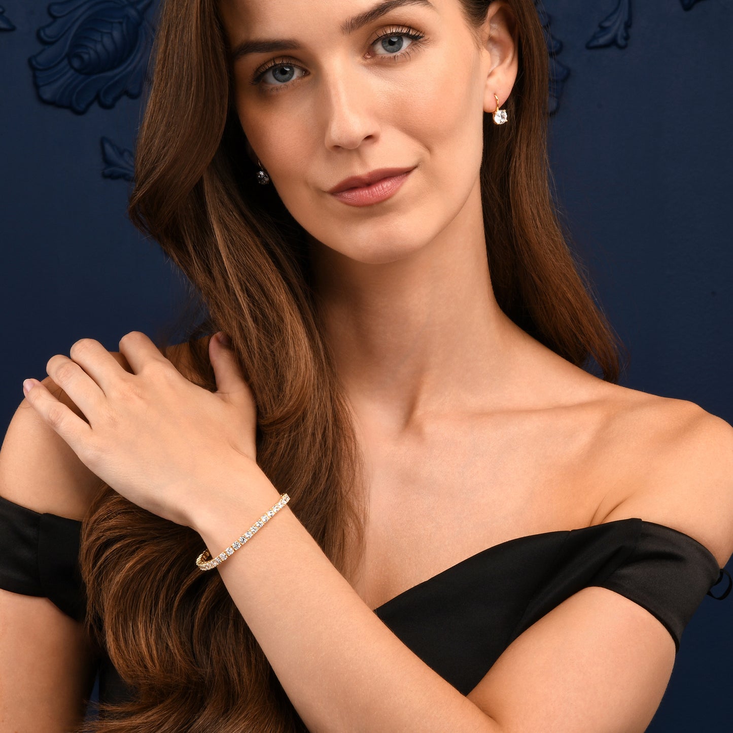 Gold Plated Sterling Silver Tennis Bracelet for Women with 4mm Cubic Zirconia