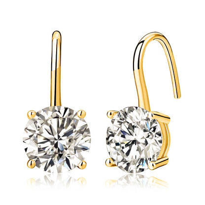 Gold Plated 925 Sterling Silver Cubic Zirconia Solitaire Drop Earrings for Women
