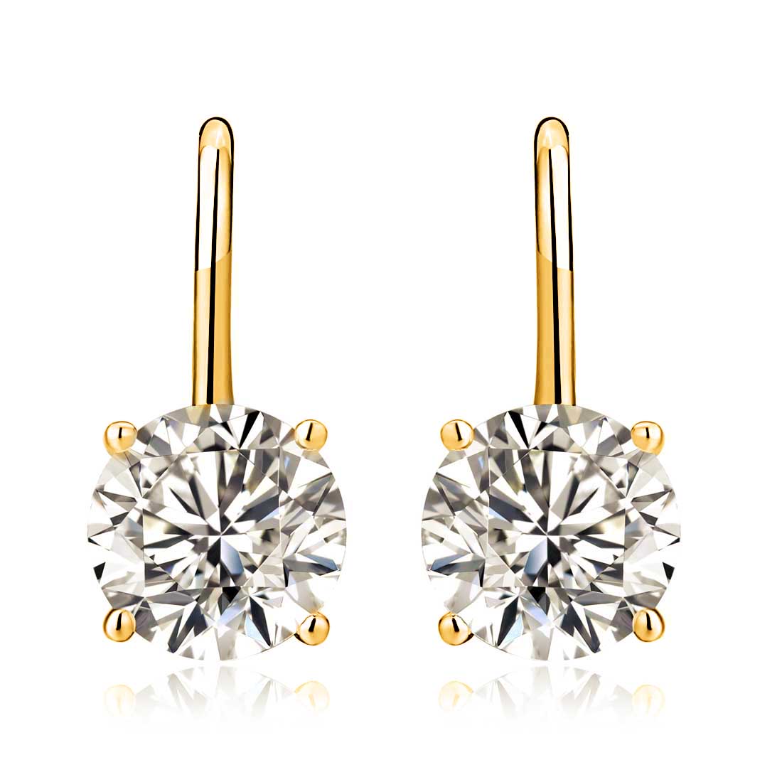 Gold Plated 925 Sterling Silver Cubic Zirconia Solitaire Drop Earrings for Women