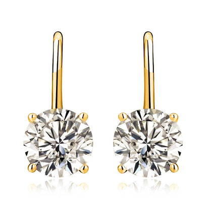 Gold Plated 925 Sterling Silver Cubic Zirconia Solitaire Drop Earrings for Women