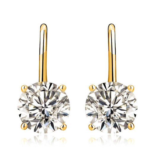 Gold Plated 925 Sterling Silver Cubic Zirconia Solitaire Drop Earrings for Women