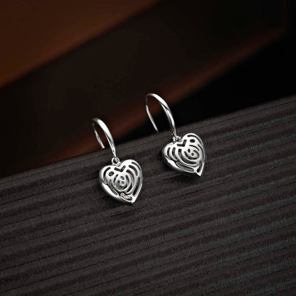 925 Saterling Silver Heart Drop Earrings for Women