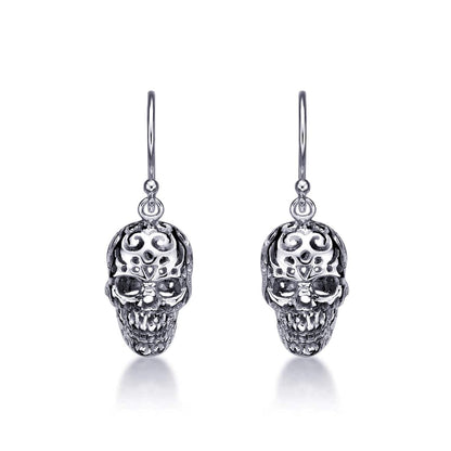 925 Sterling Silver Gothic Skull Earrings For Women