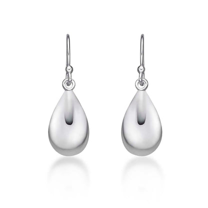 Plain Polished 925 Sterling Silver Tear Drop Earrings For Women