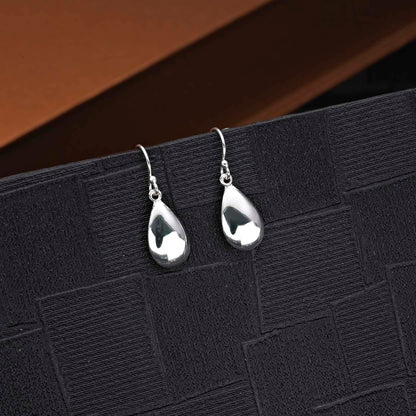Plain Polished 925 Sterling Silver Tear Drop Earrings For Women