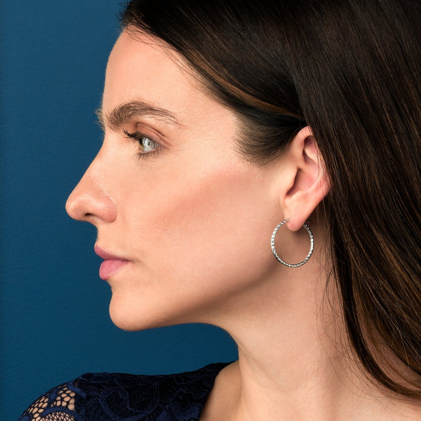 Diamond-Cut 925 Sterling Silver Hoop Earrings For Women