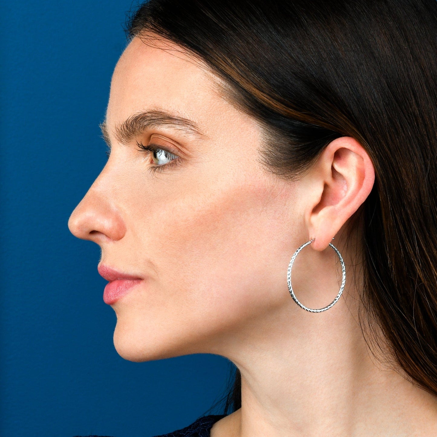 Diamond-Cut 925 Sterling Silver Hoop Earrings For Women