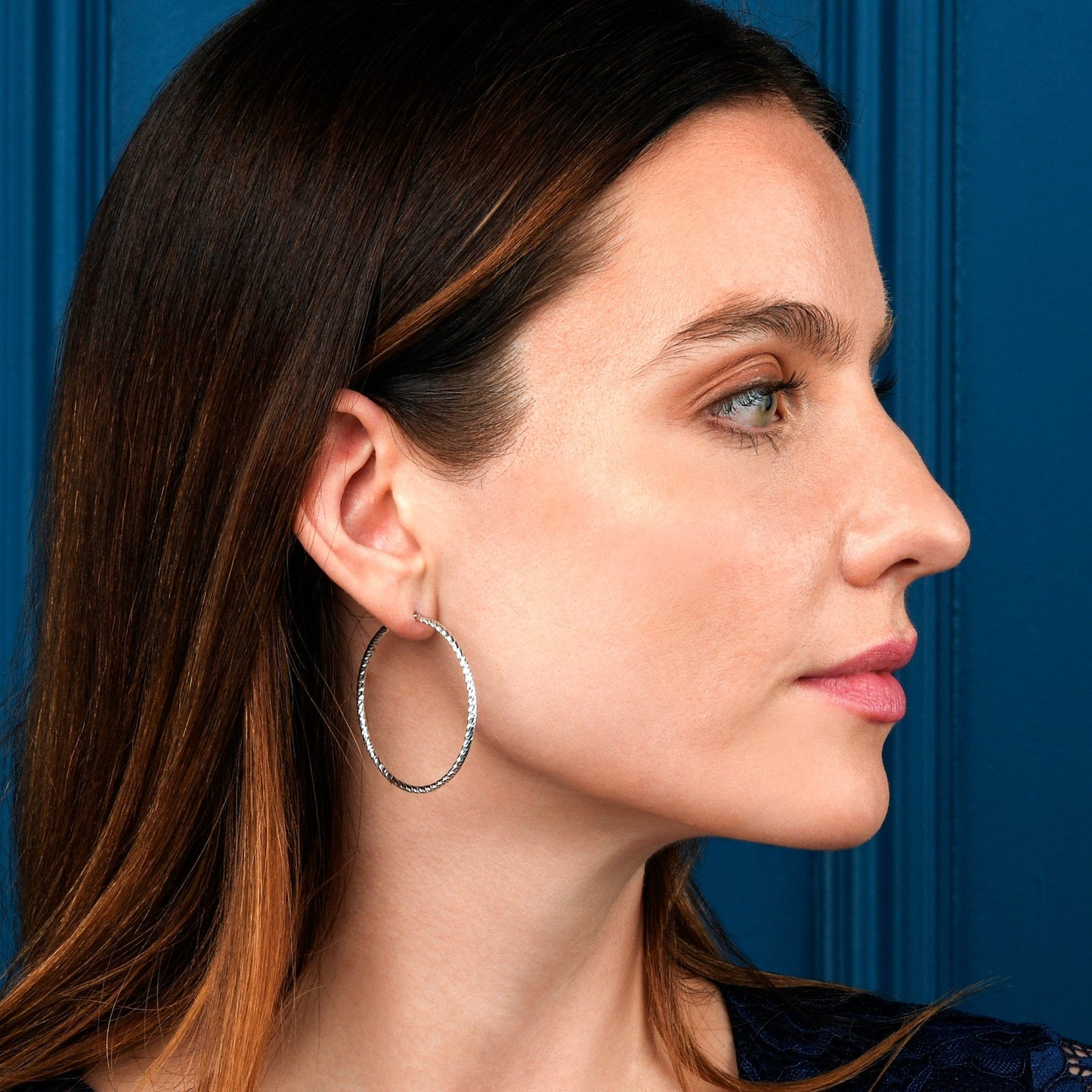Diamond-Cut 925 Sterling Silver Hoop Earrings For Women