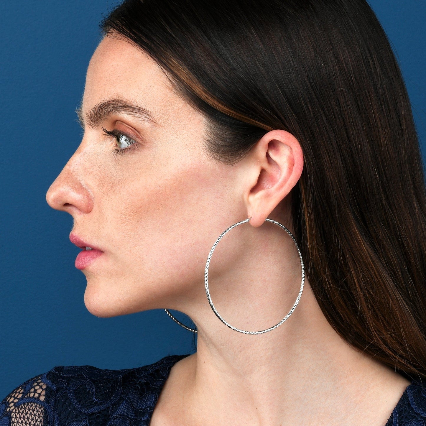 Diamond-Cut 925 Sterling Silver Hoop Earrings For Women