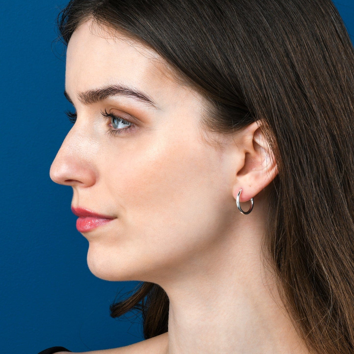 Plain Polished 925 Sterling Silver Hoop Earrings for Women