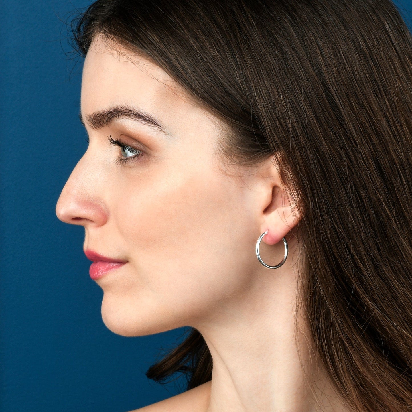 Plain Polished 925 Sterling Silver Hoop Earrings for Women