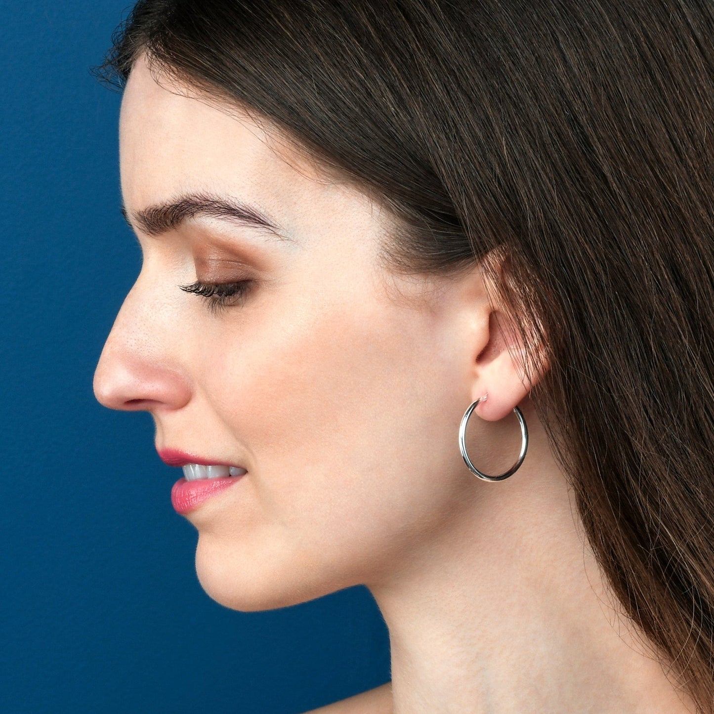 Plain Polished 925 Sterling Silver Hoop Earrings for Women