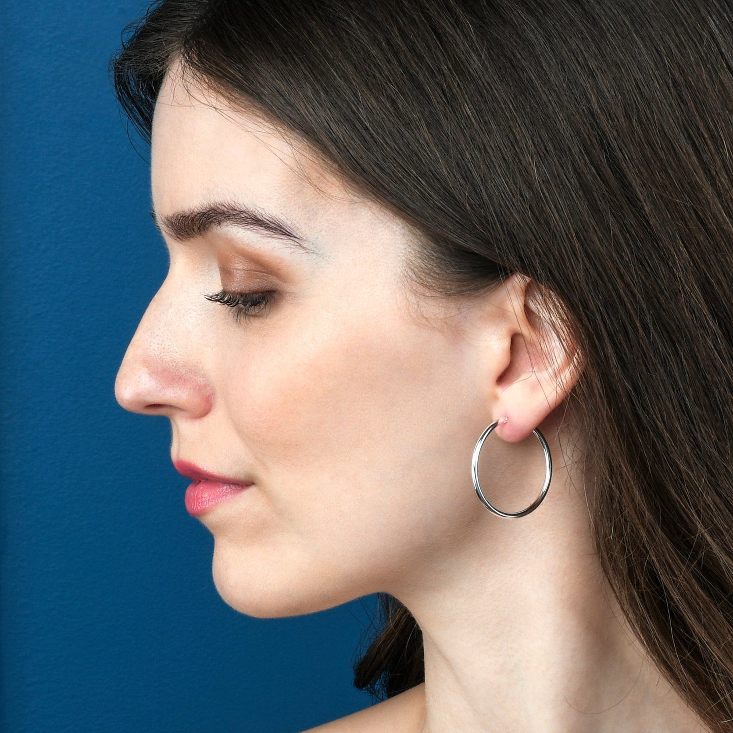 Plain Polished 925 Sterling Silver Hoop Earrings for Women