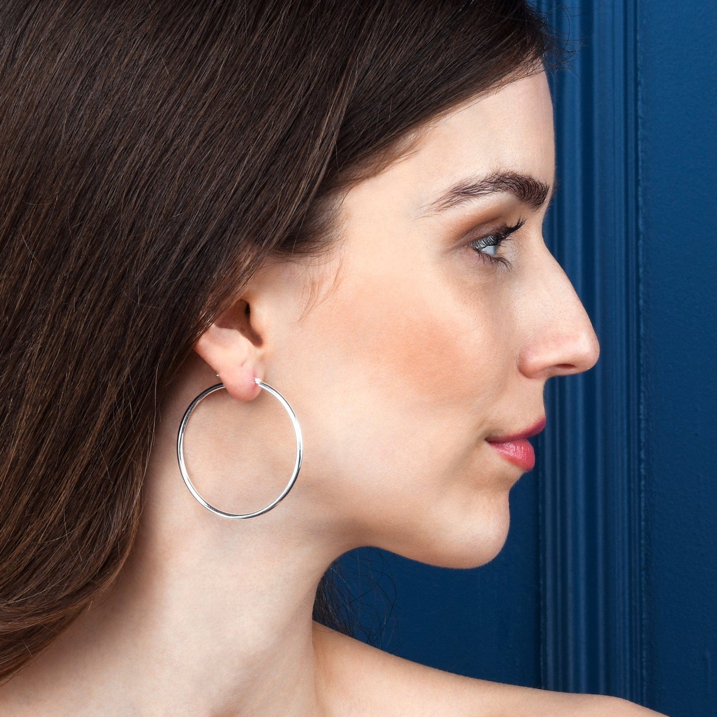 Plain Polished 925 Sterling Silver Hoop Earrings for Women