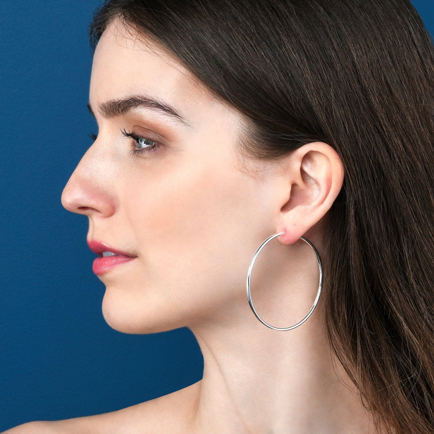 Plain Polished 925 Sterling Silver Hoop Earrings for Women