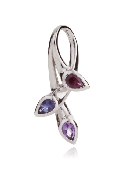 925 Sterling Silver Pendant Necklace with Natural Amethyst, Rhodolite & Iolite Gemstones