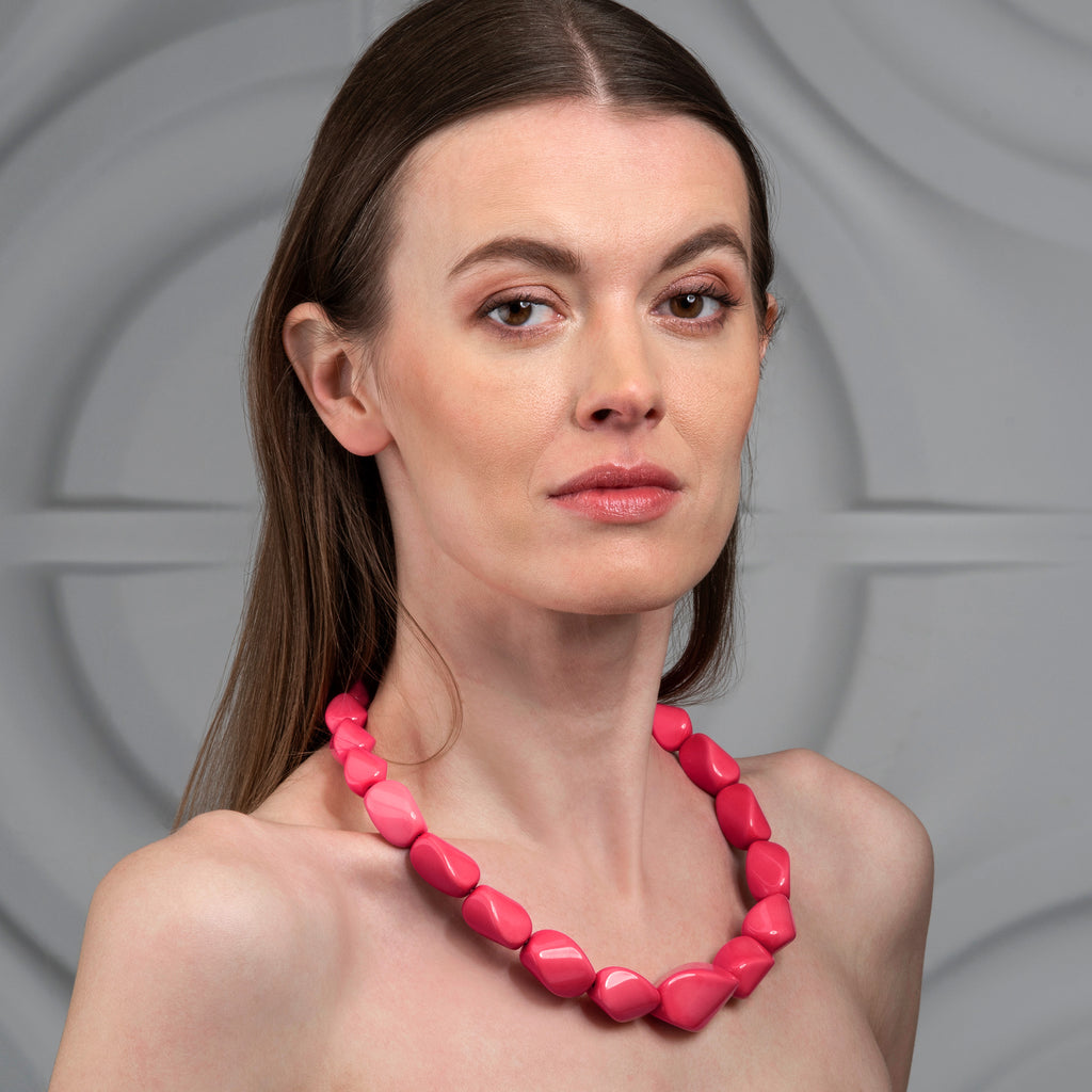 Twisted Pink Chunky Statement Necklace for Women