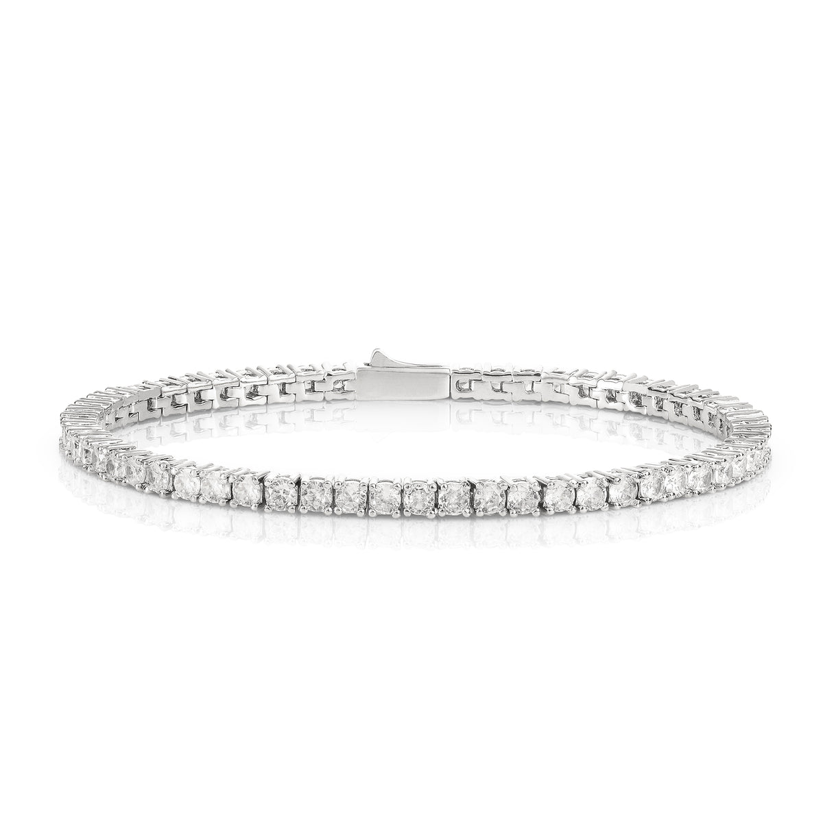 Silver 3mm Tennis Bracelet for Women with White Cubic Zirconia Stones