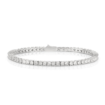 Silver 3mm Tennis Bracelet for Women with White Cubic Zirconia Stones
