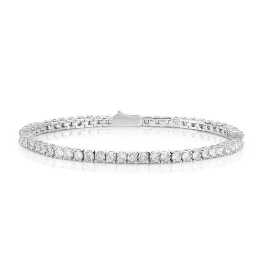 Silver 3mm Tennis Bracelet for Women with White Cubic Zirconia Stones
