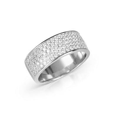 925 Sterling Silver Wide Band Ring for Women with Cubic Zirconia Stones