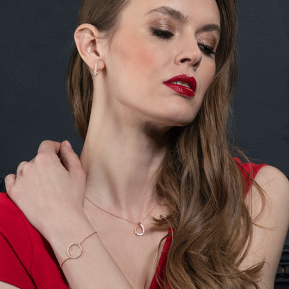 Rose Gold plated Sterling Silver Pear Shaped Pendant Necklace for Women