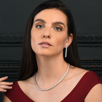 925 Sterling Silver Tennis Necklace with 4mm Cubic Zirconia