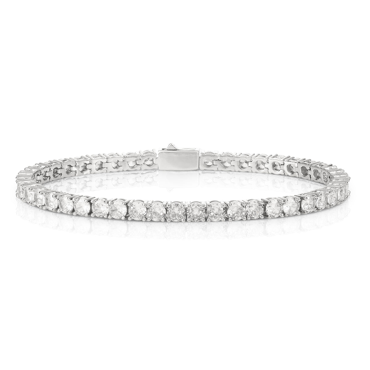 Silver 4mm Tennis Bracelet for Women with White Cubic Zirconia Stones