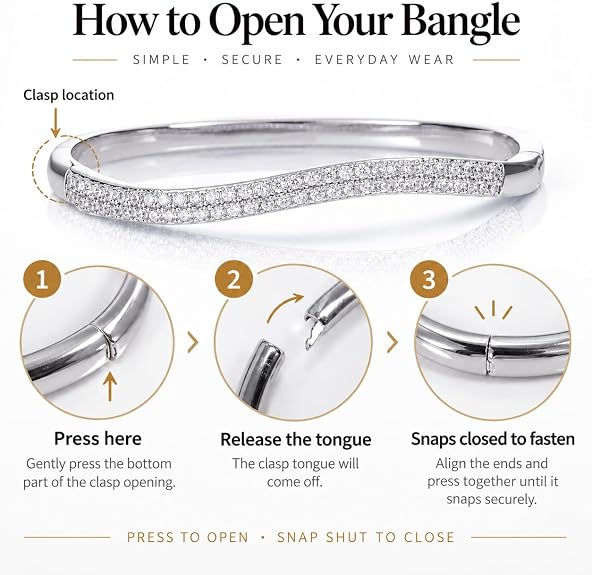 Silver S-Shape Cubic Zirconia Bangle Bracelet For Women