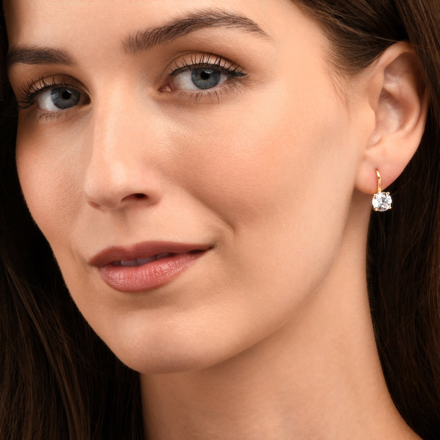 Gold Plated 925 Sterling Silver Cubic Zirconia Solitaire Drop Earrings for Women