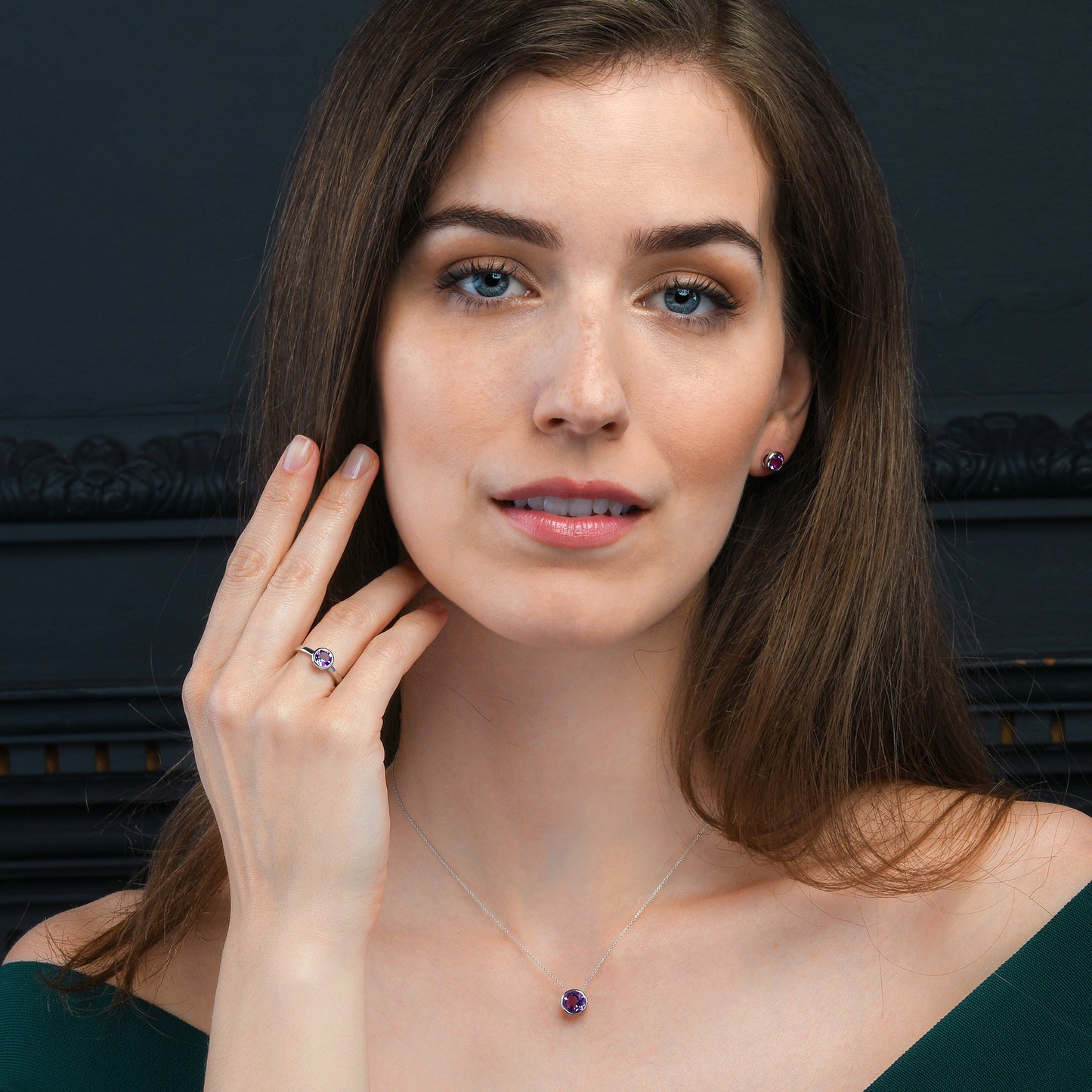 Dainty 925 Sterling Silver Bezel Set Amethyst Ring For Women