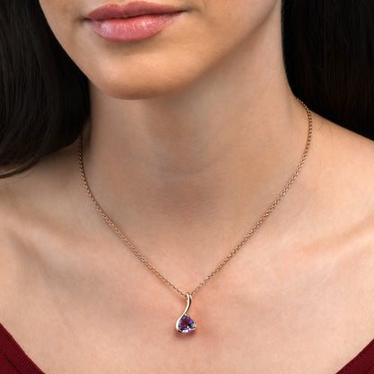 Rose Gold Vermeil Pear-Shaped Amethyst Gemstone Pendant Necklace