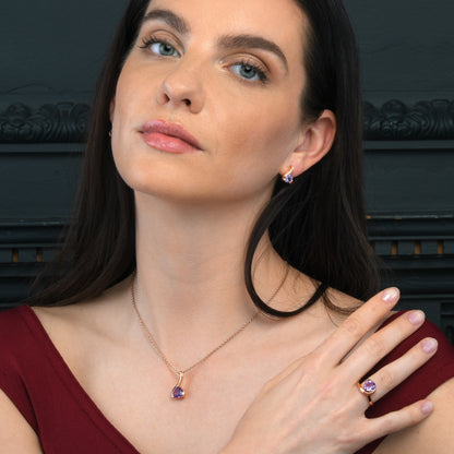 Rose Gold Vermeil Pear-Shaped Amethyst Gemstone Pendant Necklace