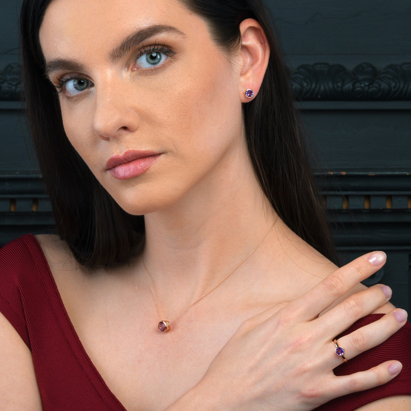 Dainty Rose Gold Vermeil Bezel Set Amethyst Ring For Women