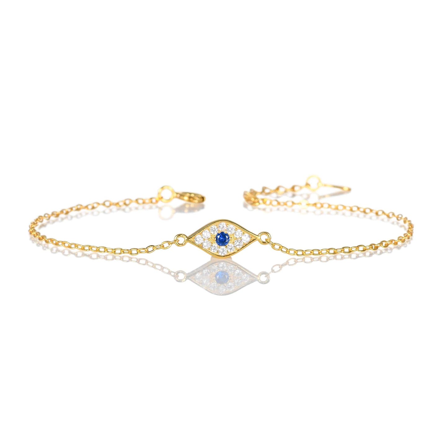 Gold Plated 925 Sterling Silver Evil Eye Bracelet For Women