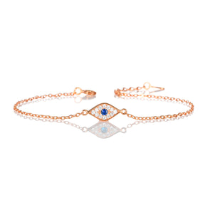 Rose Gold Plated 925 Sterling Silver Evil Eye Bracelet For Women