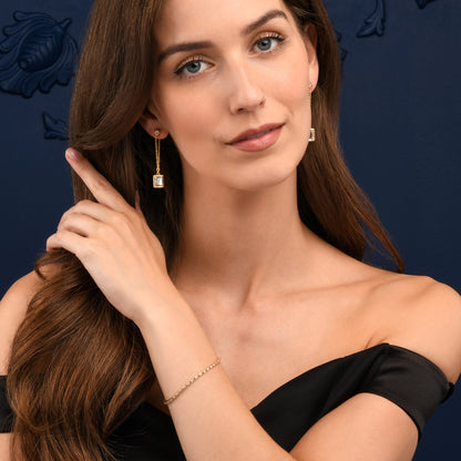 Gold Plated Sterling Silver Tennis Bracelet With Baguette-Cut Stones for Women