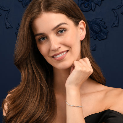 Sterling Silver Tennis Bracelet With Baguette-Cut Stones for Women