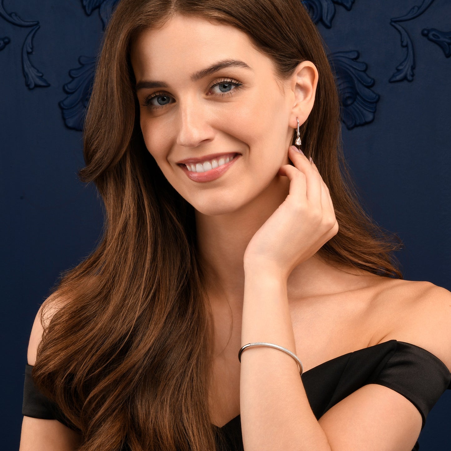 925 Sterling Silver Oval Bangle Bracelet For women With Cubic Zirconia