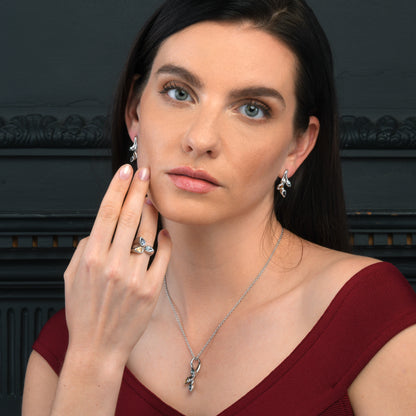 925 Sterling Silver Wide Ring for Women with Iolite, Blue Topaz and Citrine Gemstones