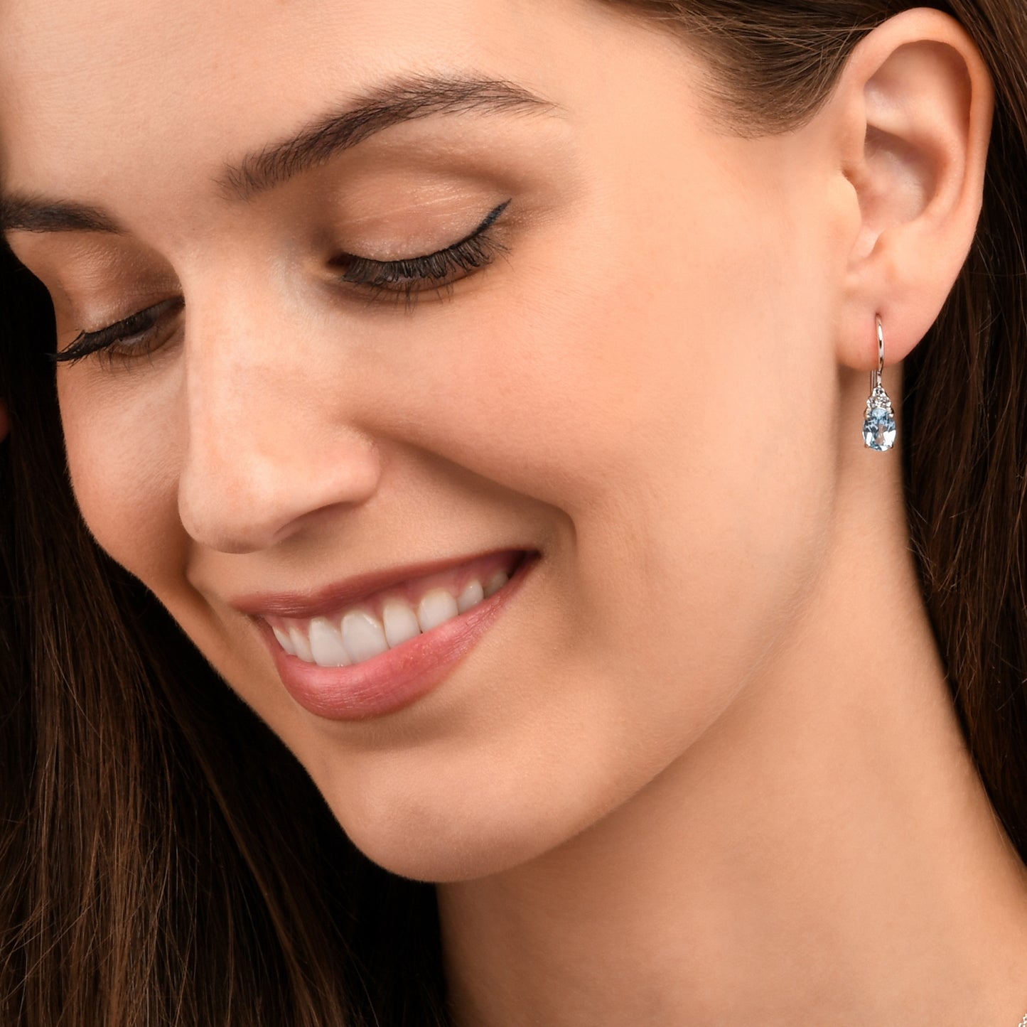 925 Sterling Silver Oval Shaped Blue Topaz Drop Earrings