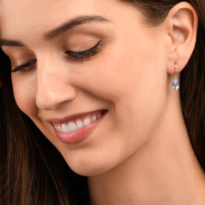 925 Sterling Silver Oval Shaped Blue Topaz Drop Earrings