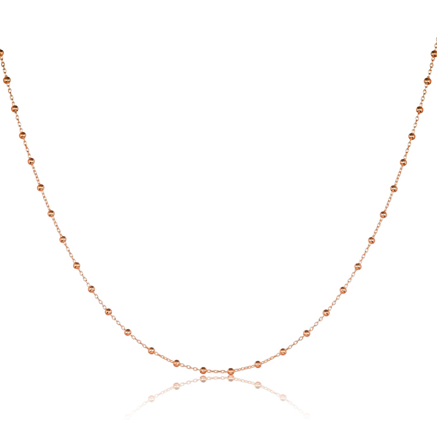 Rose Gold Plated Sterling Silver Beaded Chain Necklace