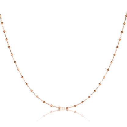 Rose Gold Plated Sterling Silver Beaded Chain Necklace